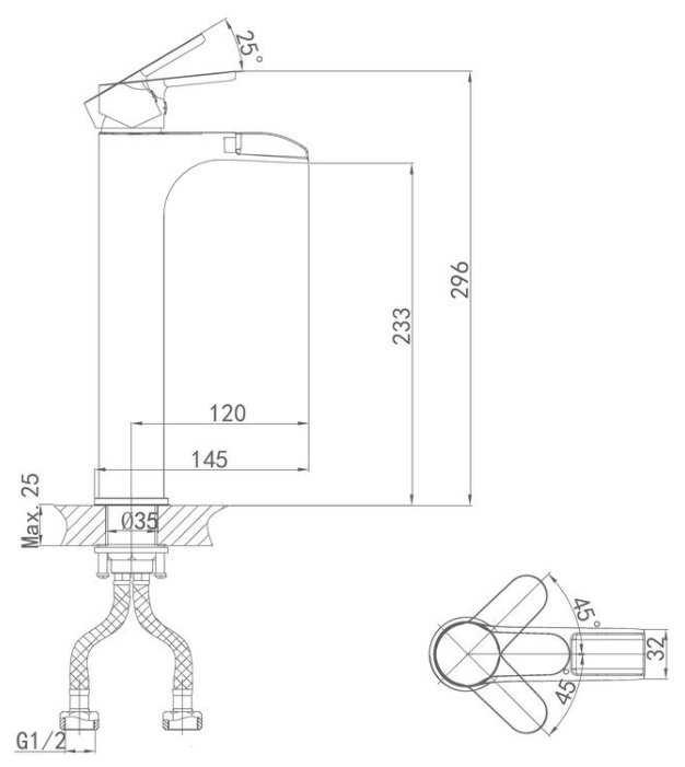 Смеситель для раковины (умывальника) D&K Rhein.Marx DA1392701, рычажный фотография 1