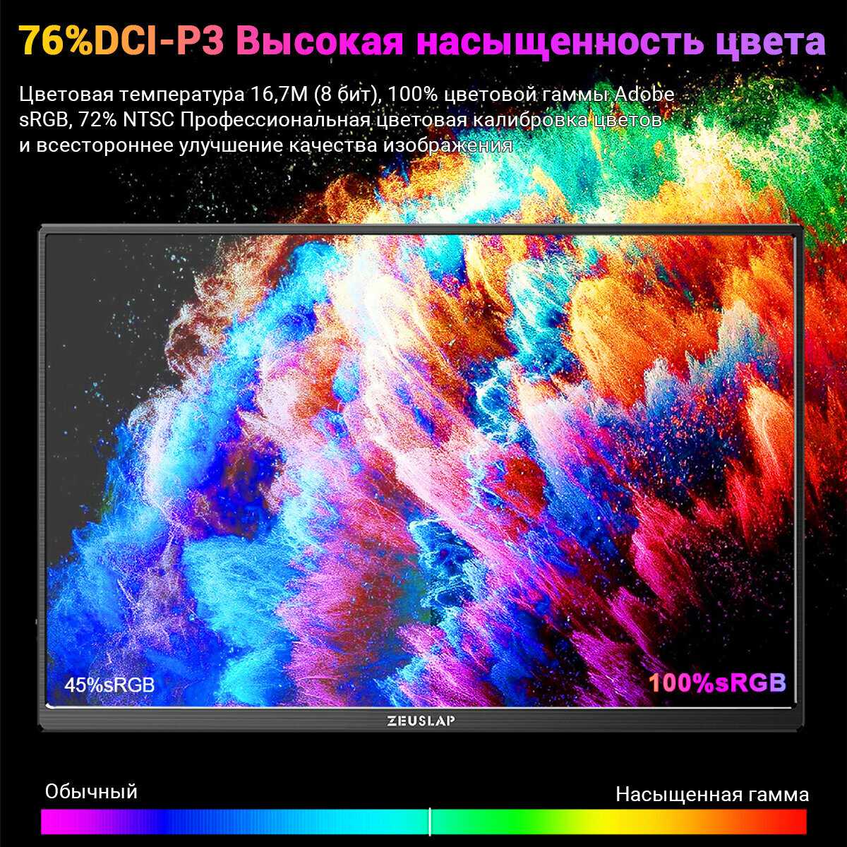 Портативный монитор ZEUSLAP P16 19201200 120Hz фотография 9