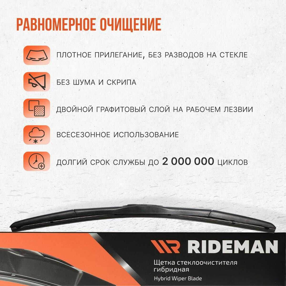 Щетка стеклоочистителя RIDEMAN Щетка стеклоочистителя гибридная (550 мм) фотография 24