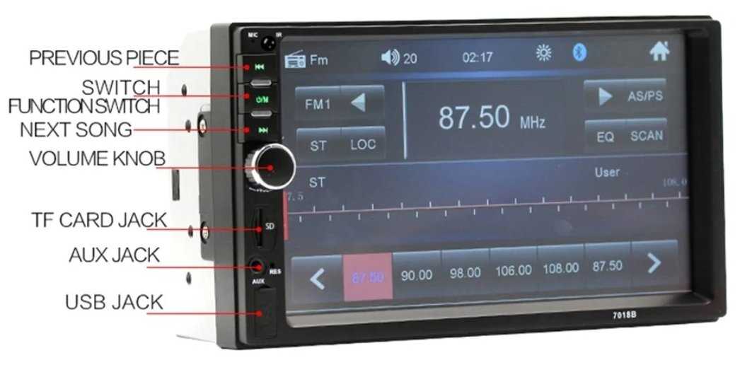 Bluetooth магнитола 2din для Lada Kalina 2 и Lada Granta (7018b) фотография 8