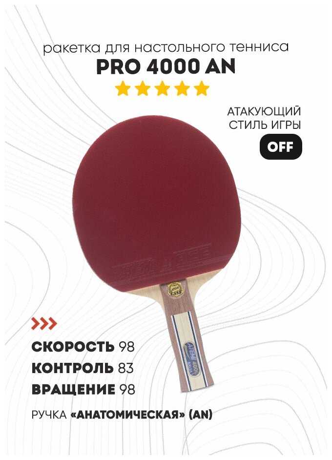 Ракетки для настольного тенниса ATEMI PRO 4000 AN фотография 4
