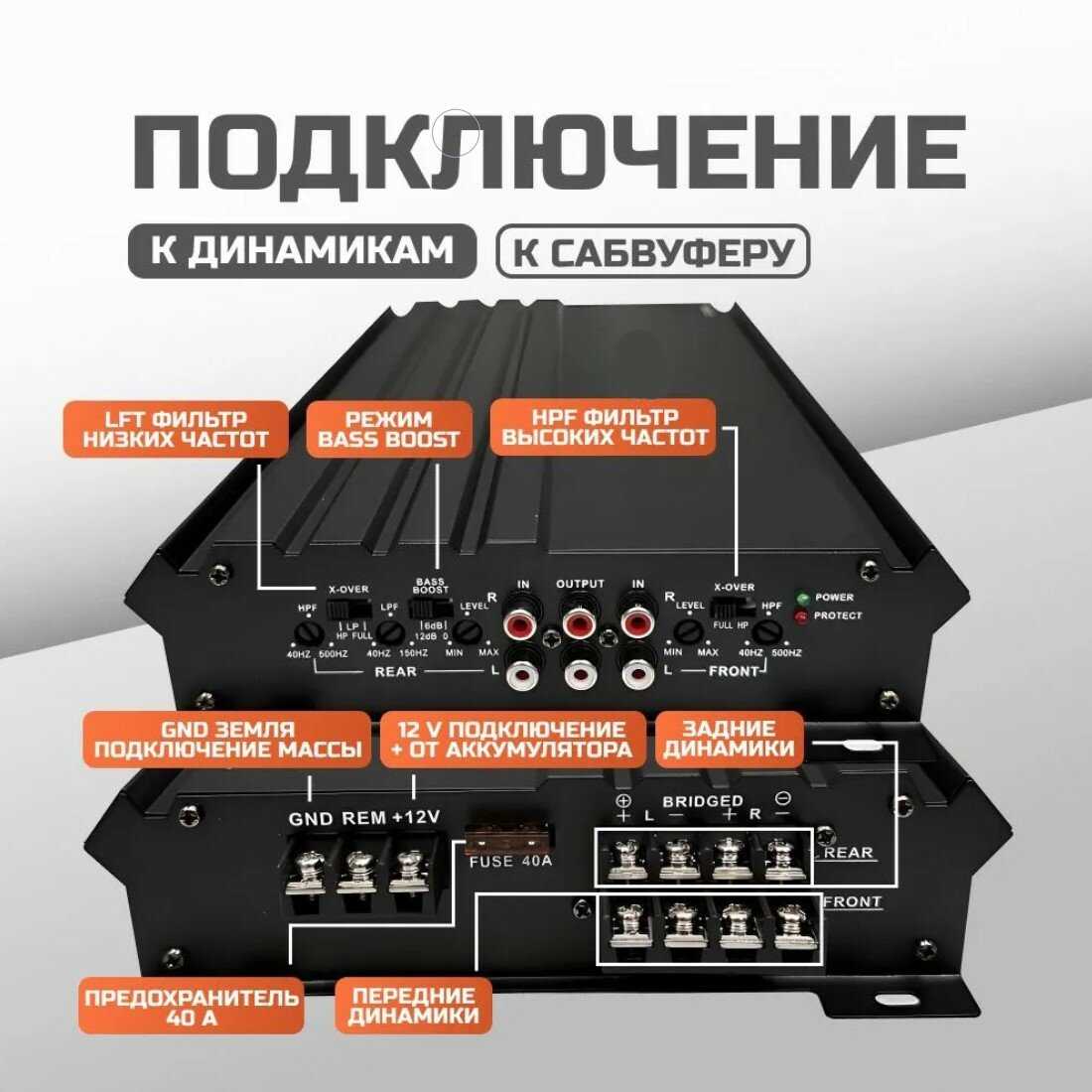 Усилитель автомобильный Усилитель для сабвуфера (2200Вт) фотография 2