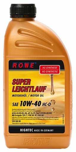 Синтетическое моторное масло ROWE Hightec Super Leichtlauf HC-O SAE 10W-40 фотография 1