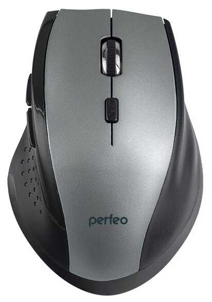 Мышь беспроводная оптическая Perfeo «DAILY», 6 кнопок, DPI 800-1600, USB, серый металлик фотография 1