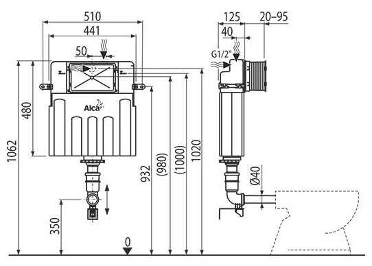 Бачок скрытого монтажа Alcadrain AM112 Basicмodul фотография 10
