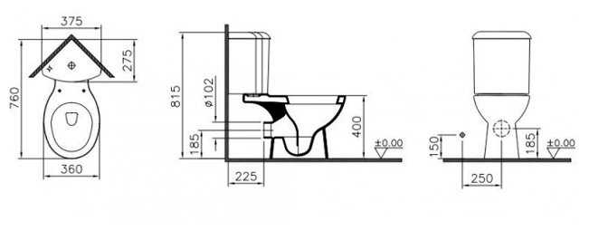 Унитаз с бачком напольный VitrA Arkitekt 9754B003-7201 с горизонтальным выпуском фотография 1