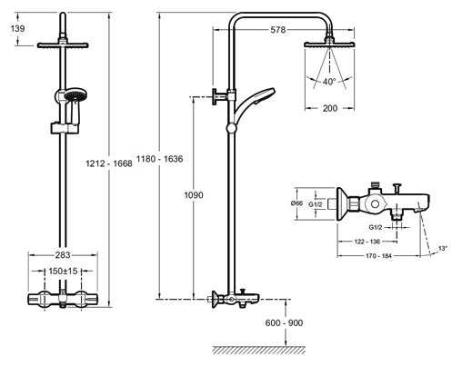 Душевая стойка Jacob Delafon JULY E78192-CP, хром фотография 1