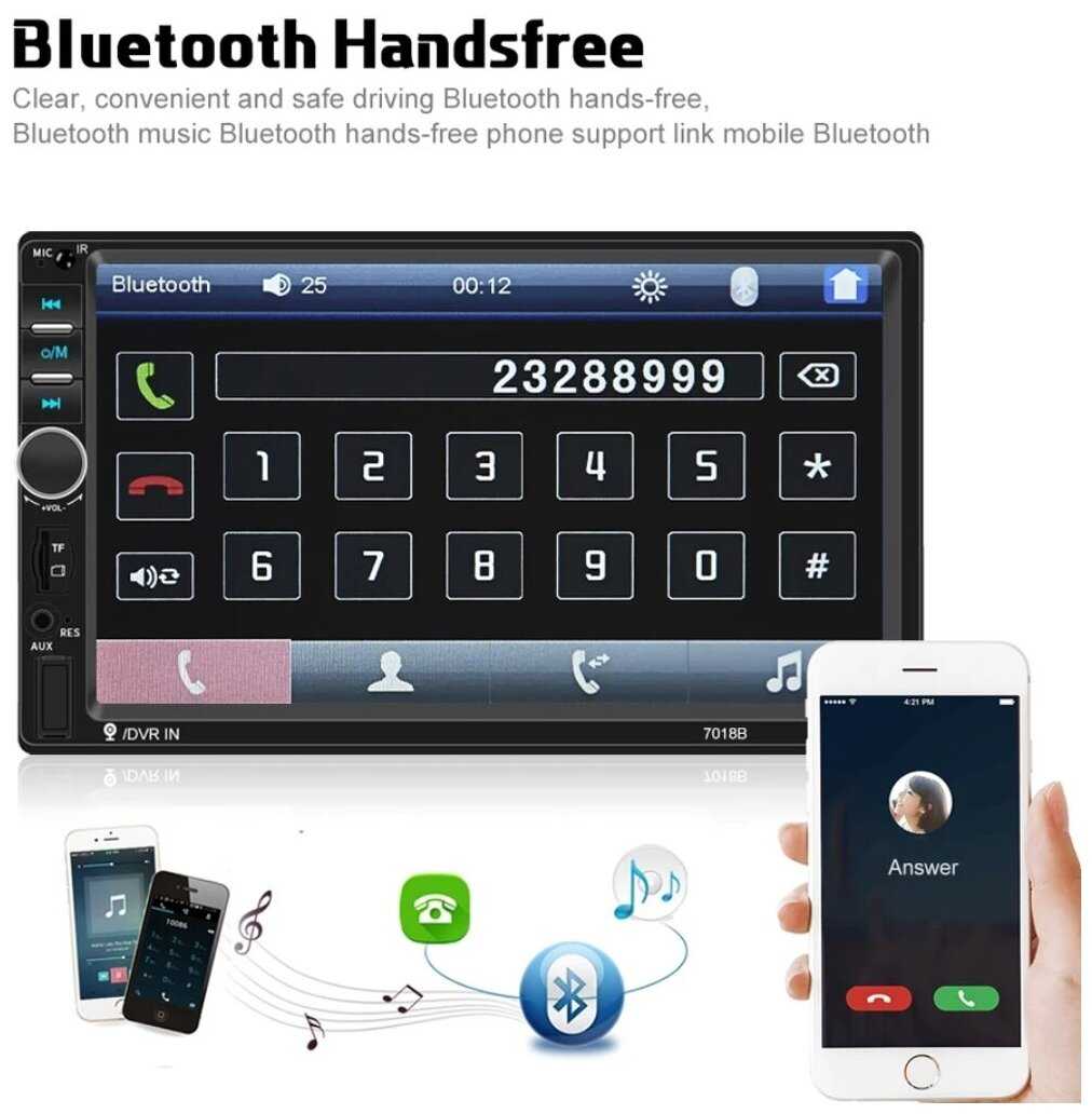 Bluetooth 2din магнитола Магнитола для Lada Granta FL (7018b) фотография 6