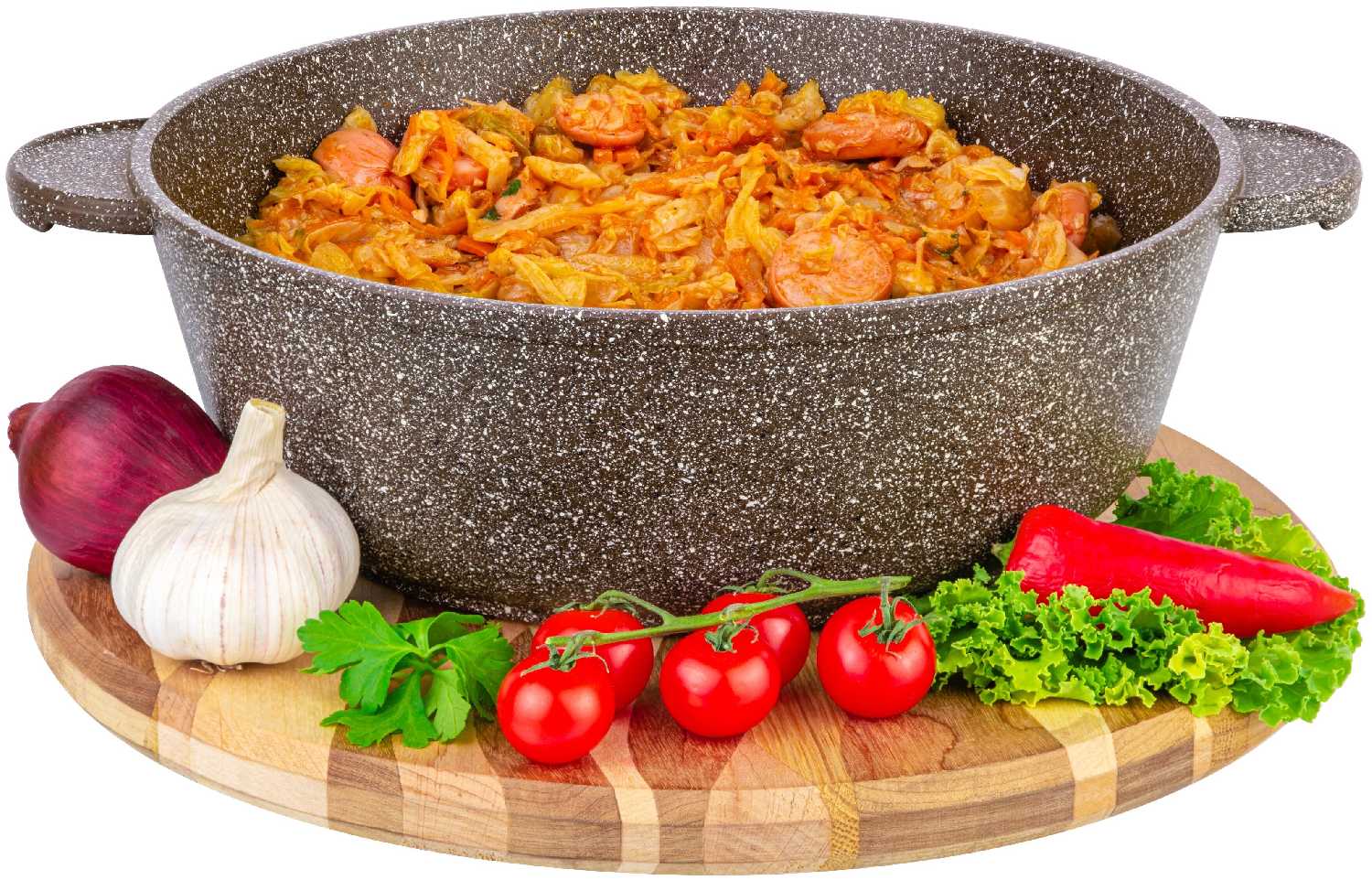 Жаровня-сотейник 3 л 24 см Elan Gallery гармония вкуса Коричневый опал с крышкой D24 фотография 1