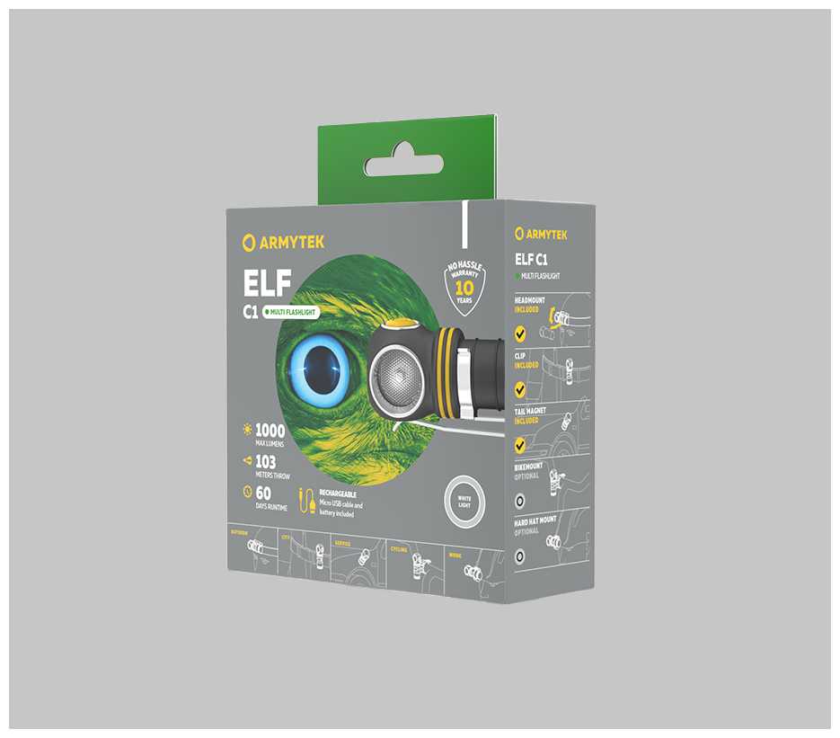 Налобный фонарь (мультифонарь) Armytek Elf C1 Micro USB (теплый свет) фотография 4