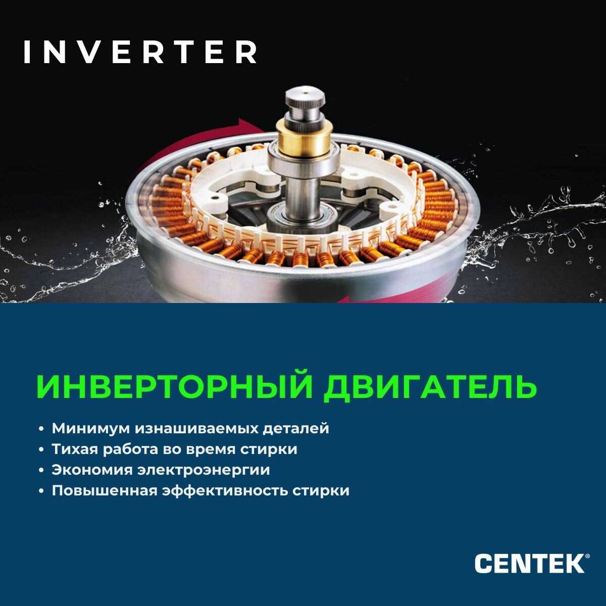 Стиральная машина CENTEK CT-1961 8кг 17пр INVERTER Пар ESC фотография 12