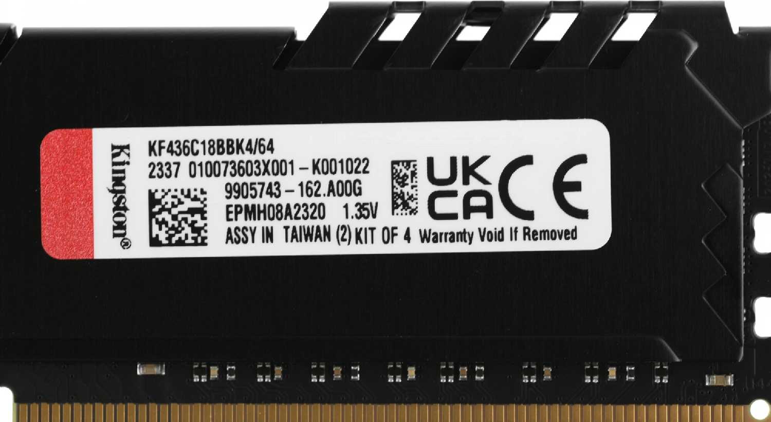 Оперативная память Kingston Fury Beast DDR4 3600 МГц 4x16 ГБ (KF436C18BBK4/64) фотография 6