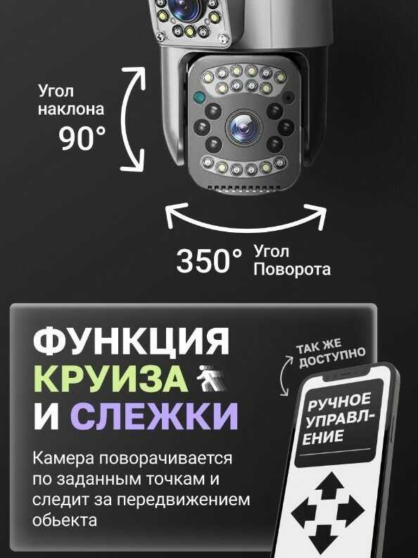 Камера видеонаблюдения Двойная уличная поворотная камера видеонаблюдения фотография 3