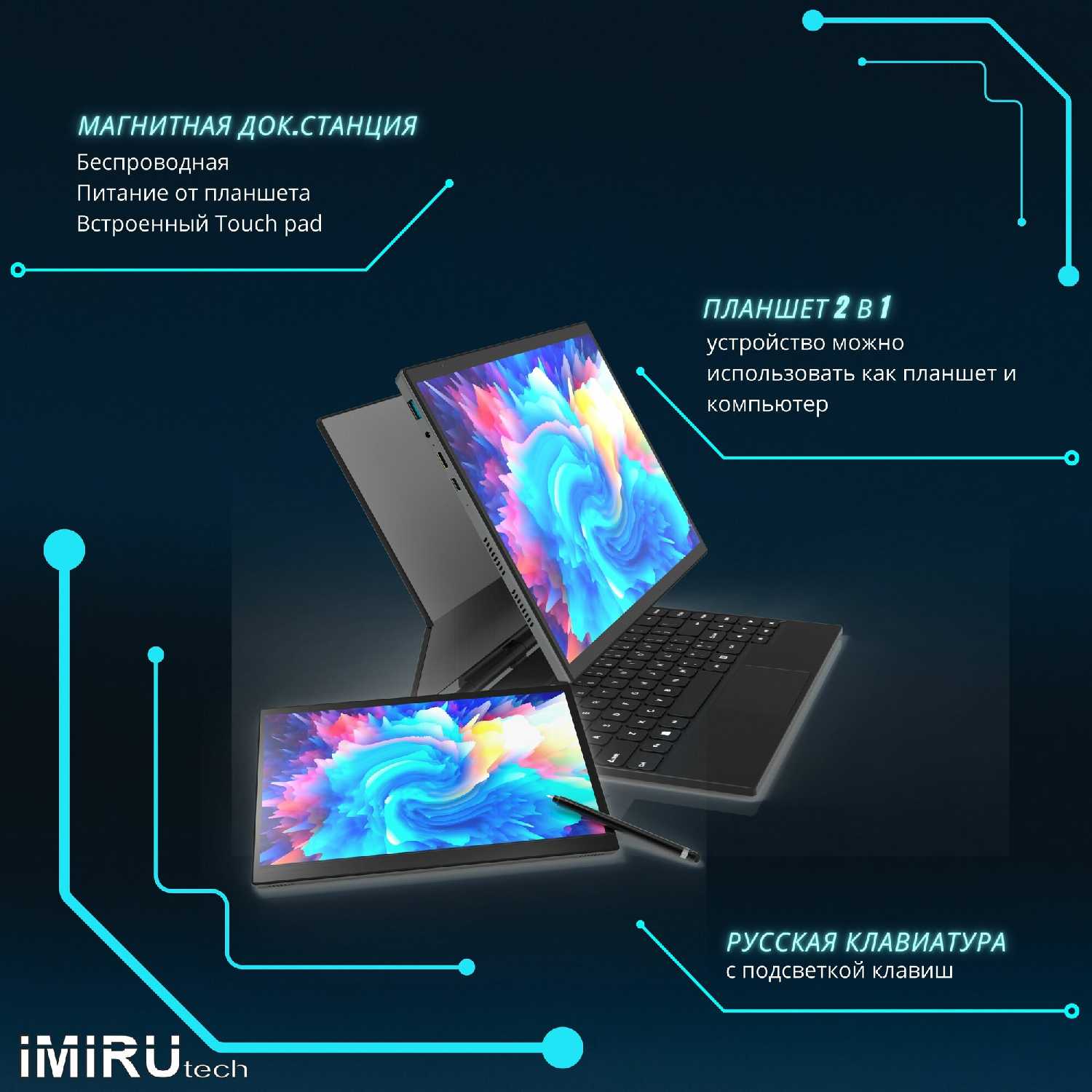 Windows планшет 2в1 iMiRu P14 Win (8Гб DDR4 + 512ГБ SSD) фотография 5