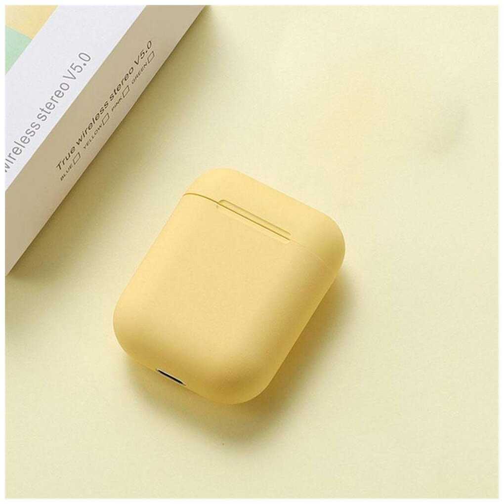 Беспроводные наушники inPods 12 simple для телефона с Блютуз и зарядным чехлом / желтые фотография 4