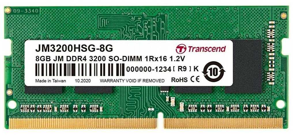 Оперативная память Transcend 8 ГБ DDR4 3200 МГц SODIMM CL22 JM3200HSG-8G фотография 1
