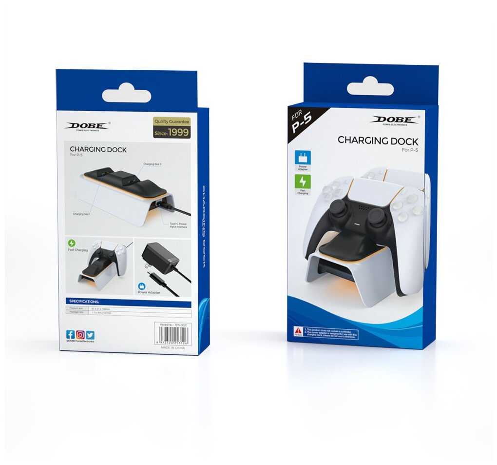 Dobe Зарядная станция для 2x геймпадов DualSense PS5, TP5-0521 фотография 4