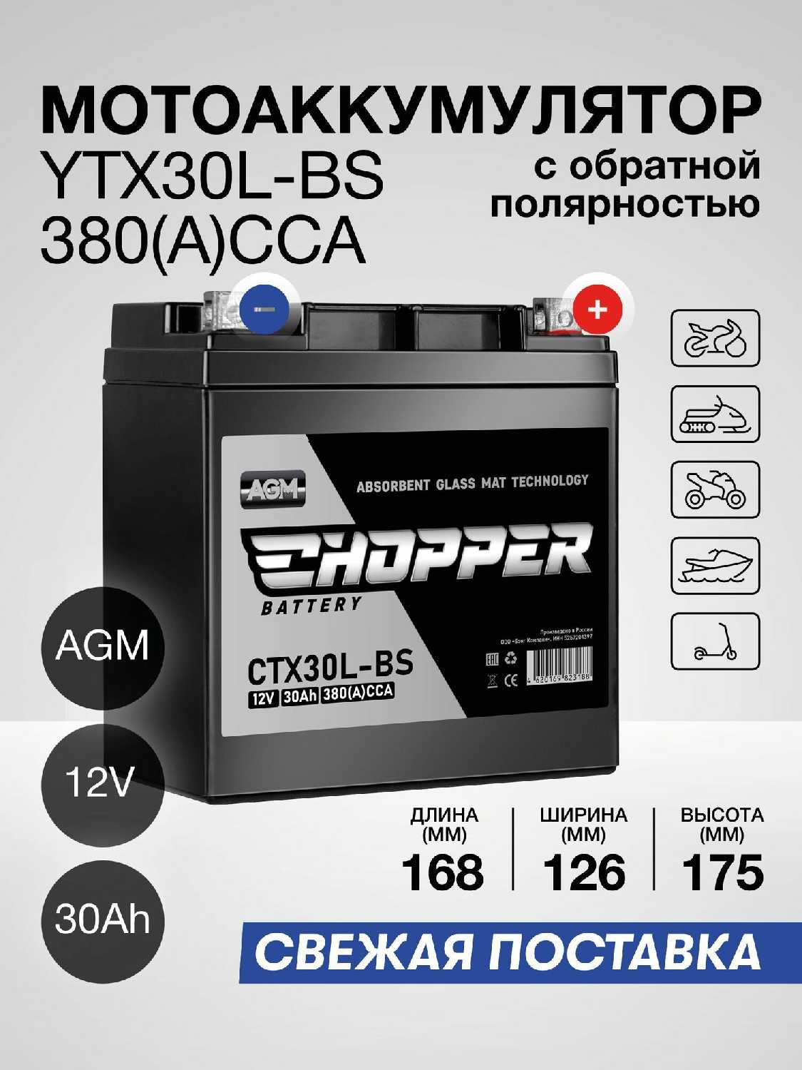 Мото Аккумулятор CHOPPER AGM (CT1207.2, YTZ7S) фотография 15
