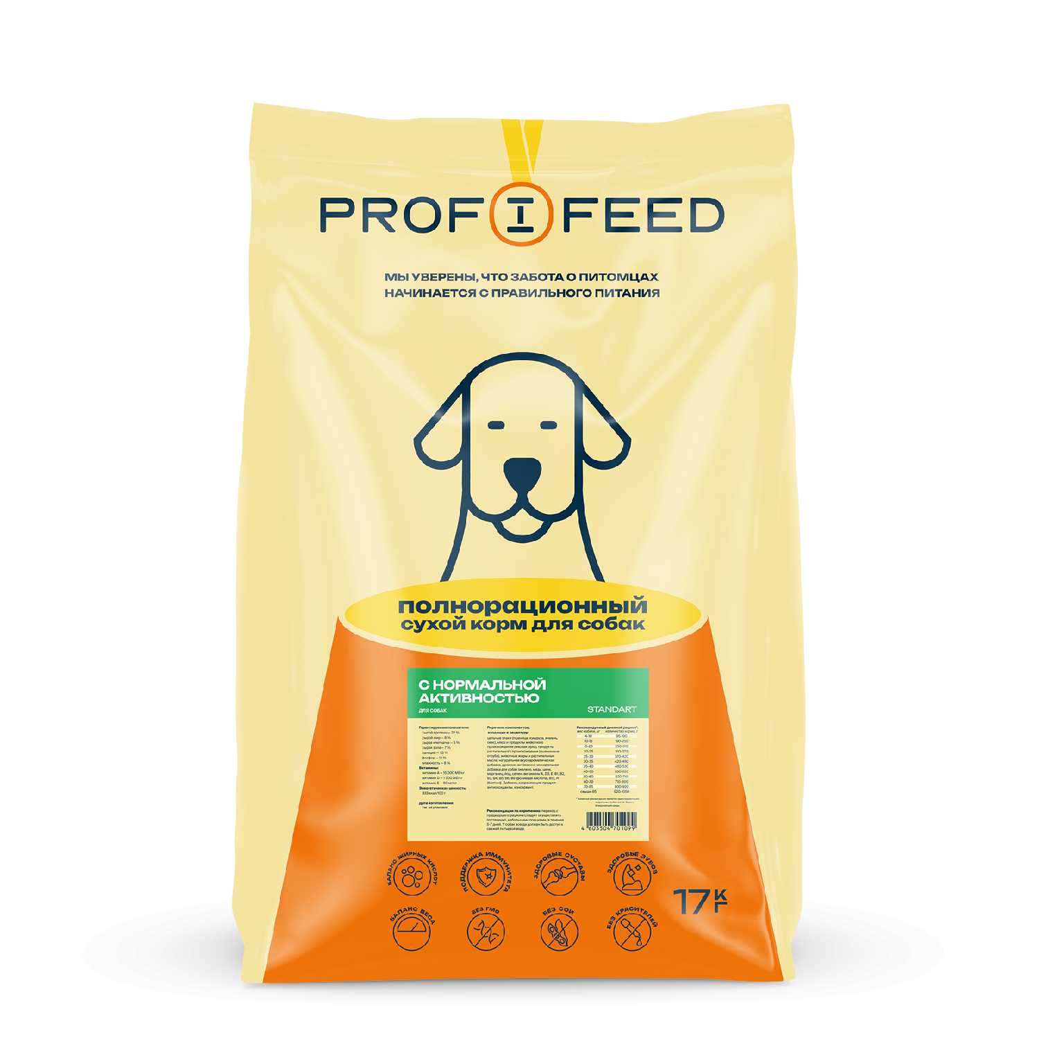 Корм Profifeed для собак с нормальной активностью
