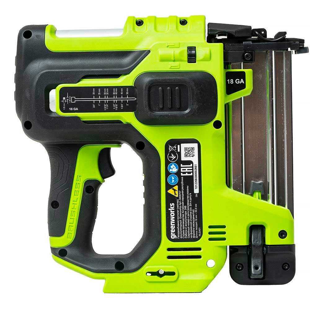 Гвоздезабивной пистолет Greenworks GD24BN 24В без АКБ и ЗУ фотография 11