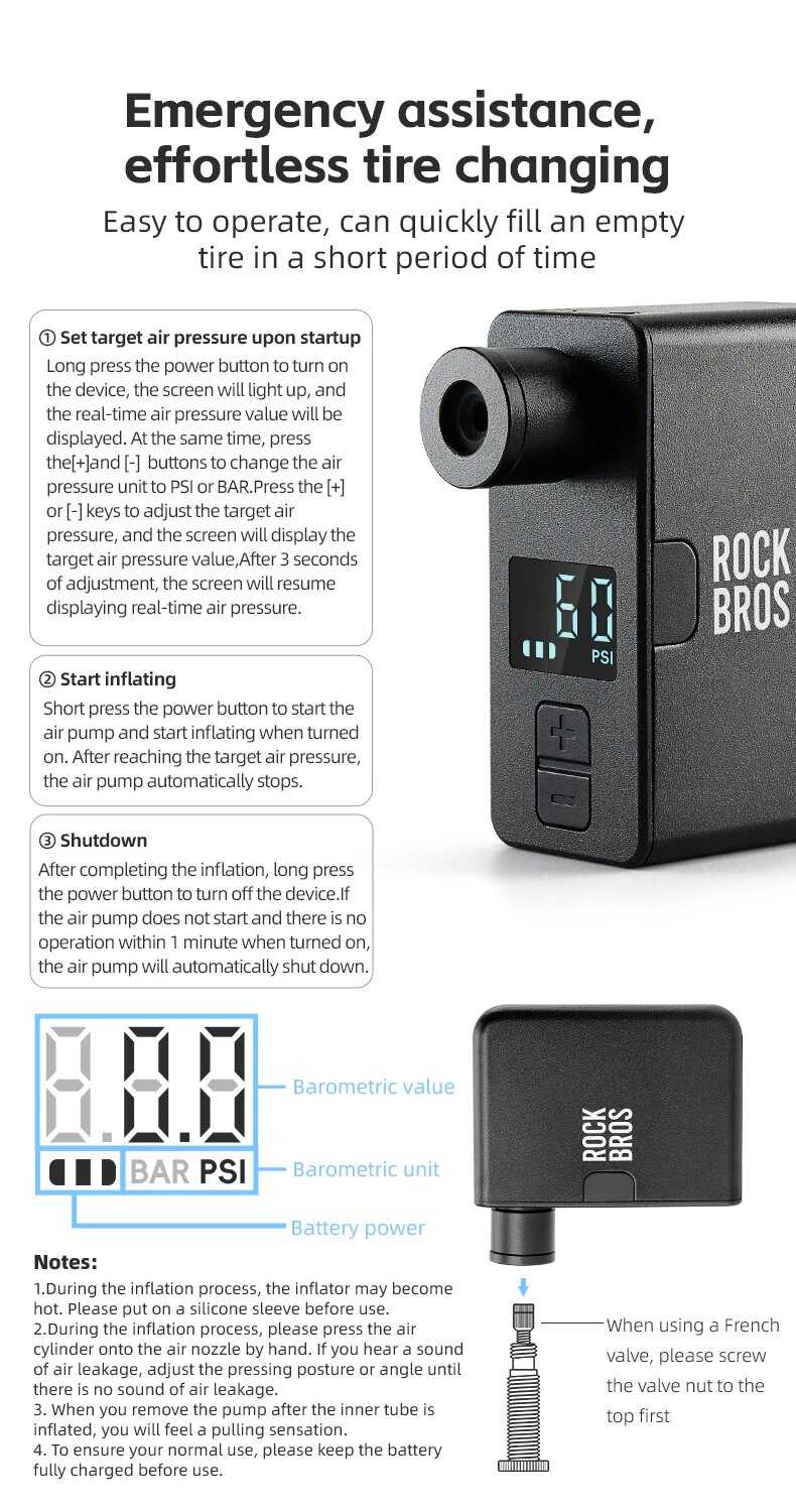 Насос велосипедный ROCKBROS компактный портативный фотография 21