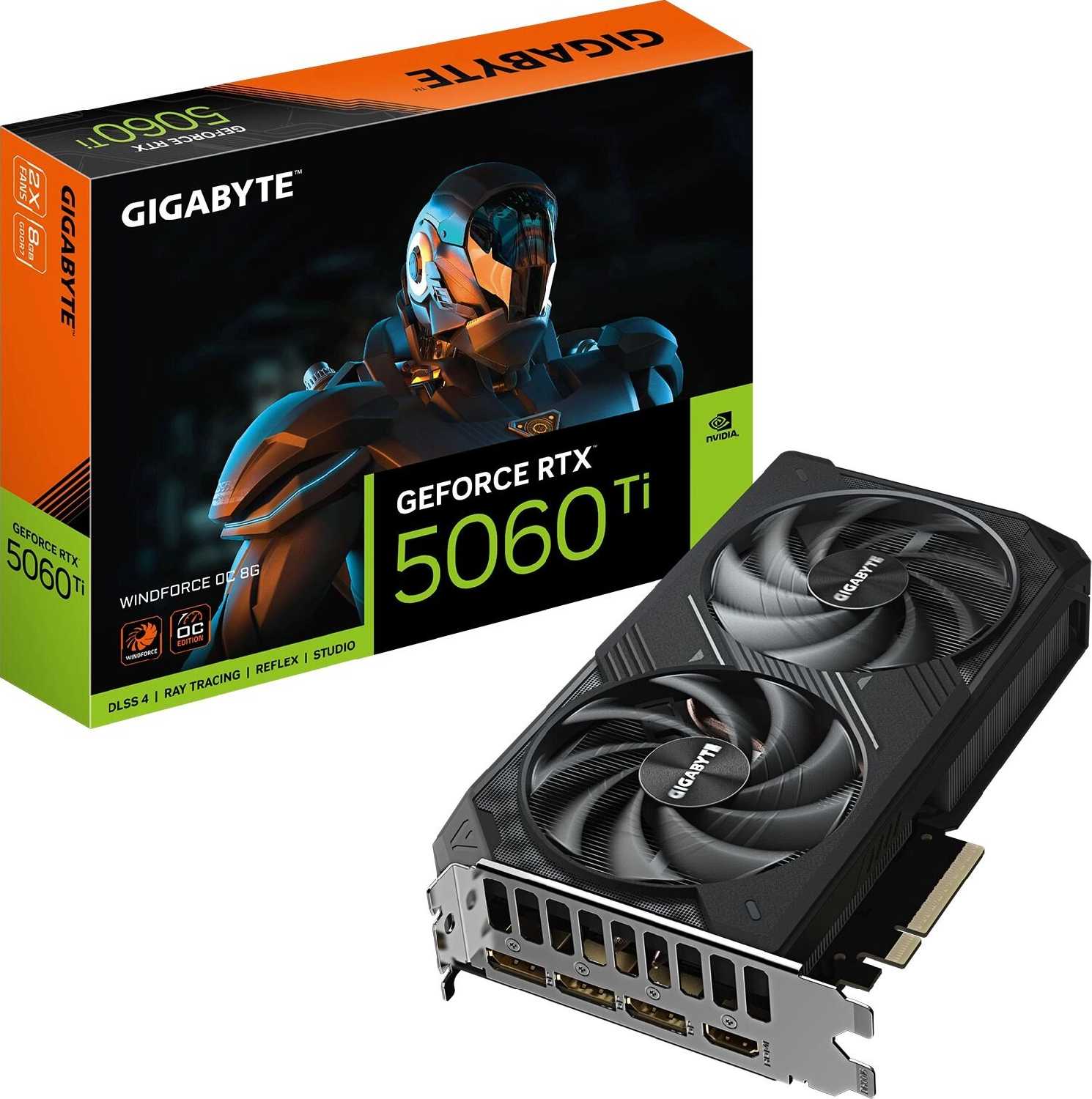 Видеокарта Gigabyte GeForce RTX 5060 Ti WINDFORCE OC [8ГБ] [GV-N506TWF2OC-8GD] фотография 1
