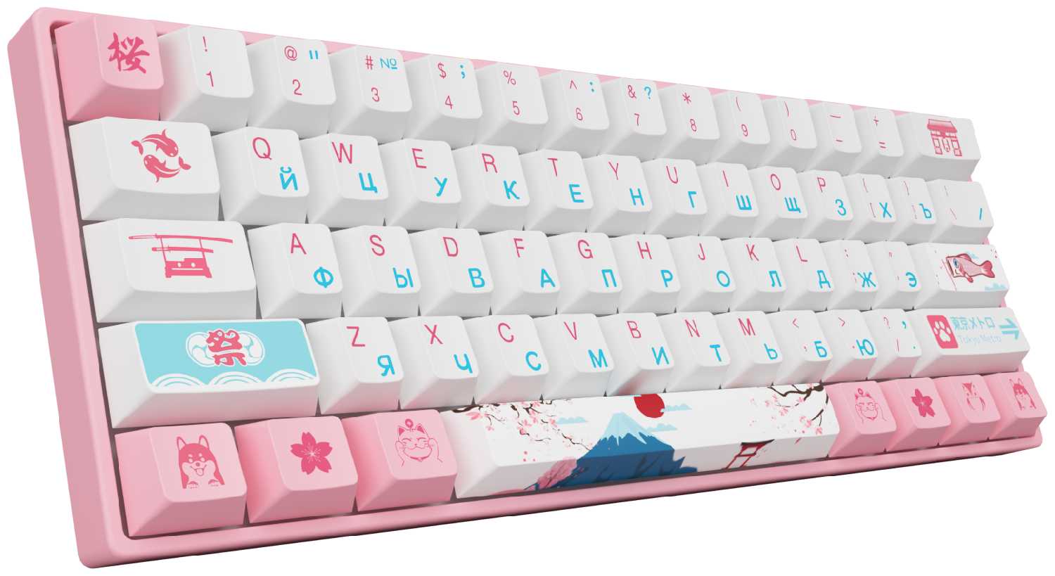 Игровая механическая клавиатура AKKO 3061 World Tour Tokyo R2 (Rus), CS Gateron Pink фотография 4