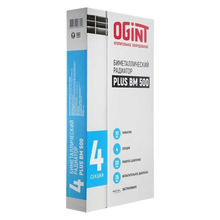 Радиатор биметаллический Ogint Plus BM (500 х 78 мм, 4 секции) фотография 1