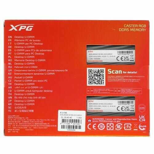 Модуль памяти ADATA 32GB DDR5 6000 DIMM XPG CASTER RGB Gaming Memory (AX5U6000C3016G-DCCARGY) фотография 2