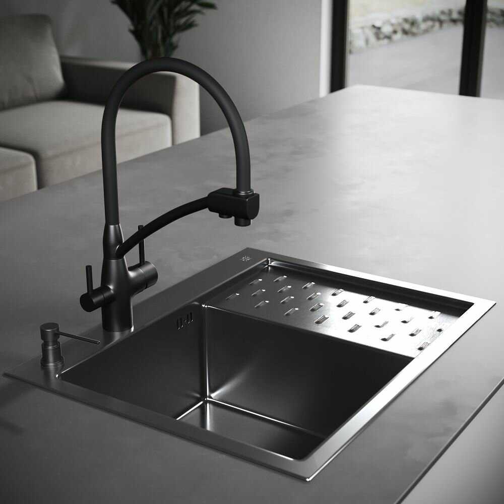 Мойка для кухни РМС с крылом (MRK-6350BL-L) фотография 3