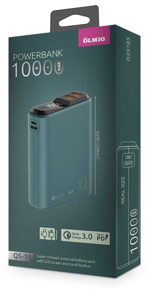 Внешний аккумулятор Olmio QS-10 22.5W 10000 mAh мурена фотография 1