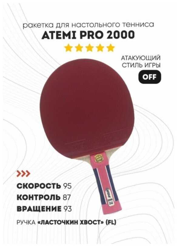 Ракетки для настольного тенниса ATEMI PRO 2000 CV фотография 7
