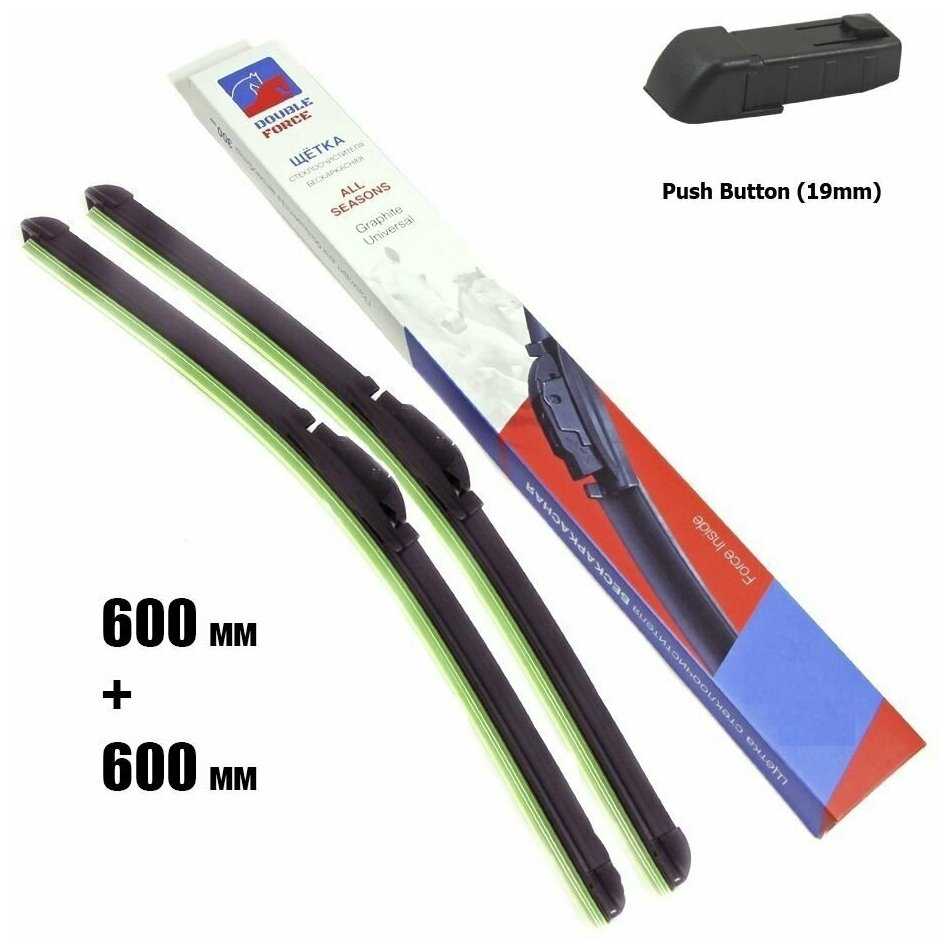 Щетки стеклоочистителя Mercedes-Benz CLS (C218) 2014-2017 комплект бескаркасных щеток 2 шт 60+60 (Push Button 19mm)