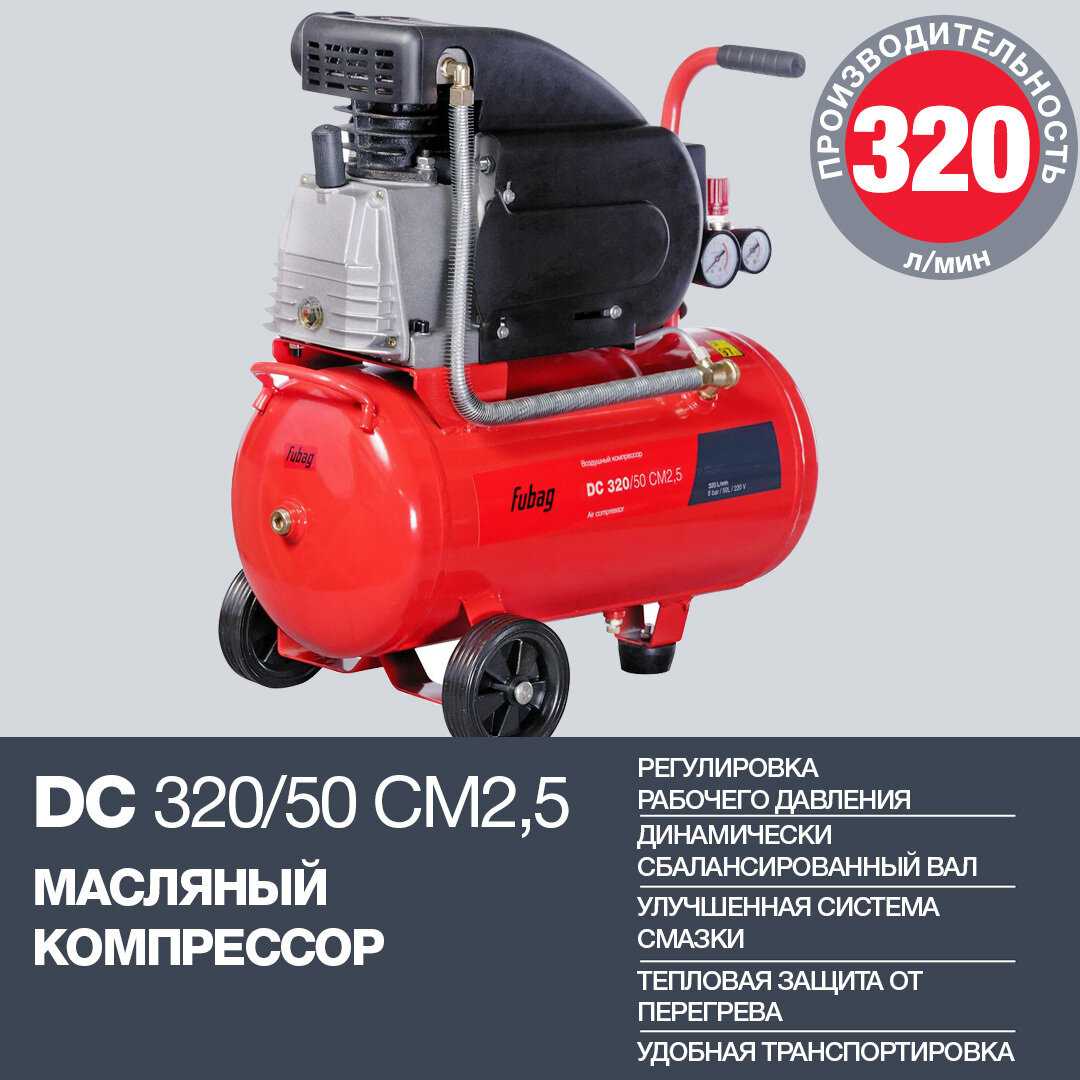 Компрессорный набор FUBAG компрессор DС 320/50 CM2.5 + набор пневмоинструмента 5 предметов (614319547) фотография 1