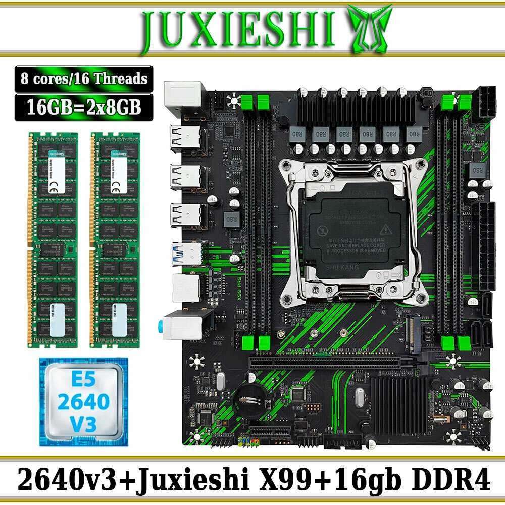 Комплект материнская плата Juxieshi X99 PR9 (Xeon 2640V3, 16GB DDR4 ECC) фотография 6