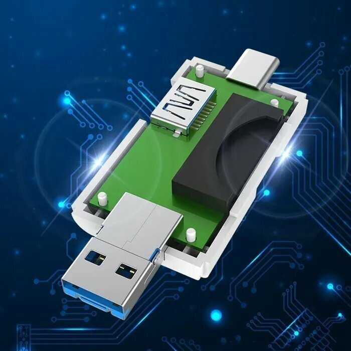 Картридер ридер 6 в 1 (OTG, USB, Micro SD, Type-C, Micro USB) фотография 8