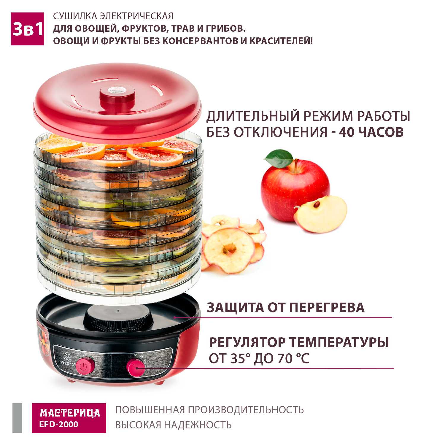 Сушилка для овощей Мастерица Сушилка для овощей 3в1 (EFD-2000) фотография 1