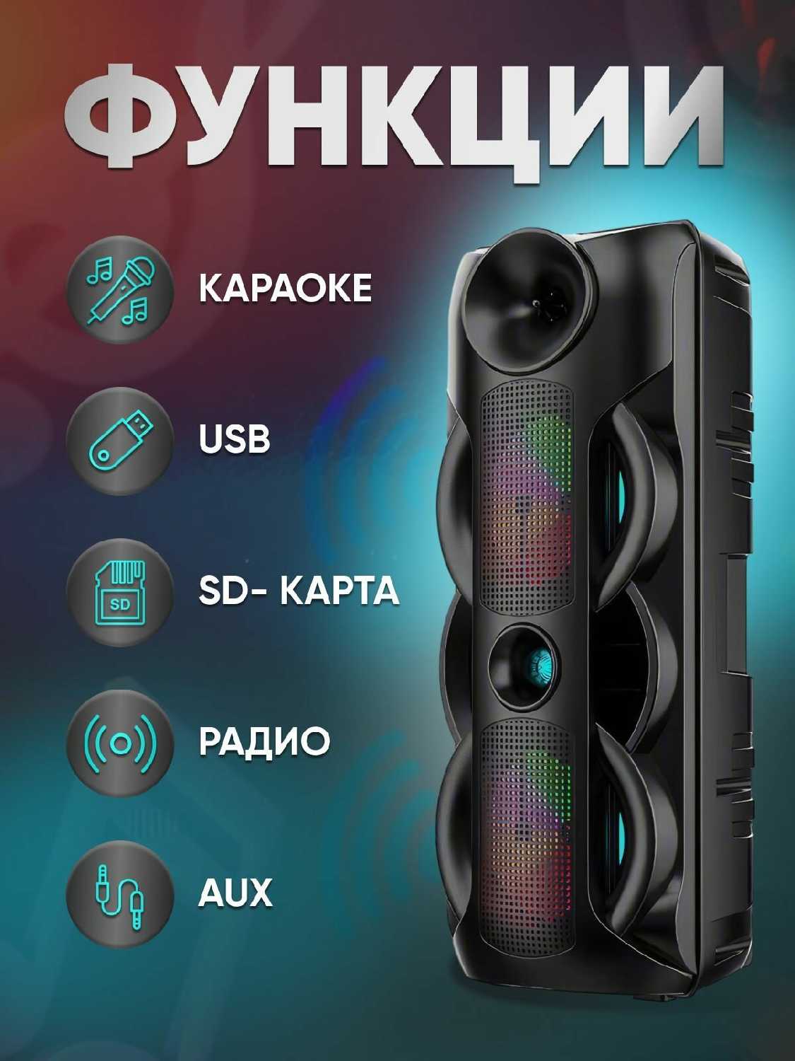 Большая колонка Акустическая система 8202A с Bluetooth, AUX, TF, Микрофоном, Радио фотография 6