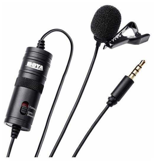 Микрофон BOYA BY-M1, петличный, Jack 3.5mm, черный, двойной всенаправленный (B)