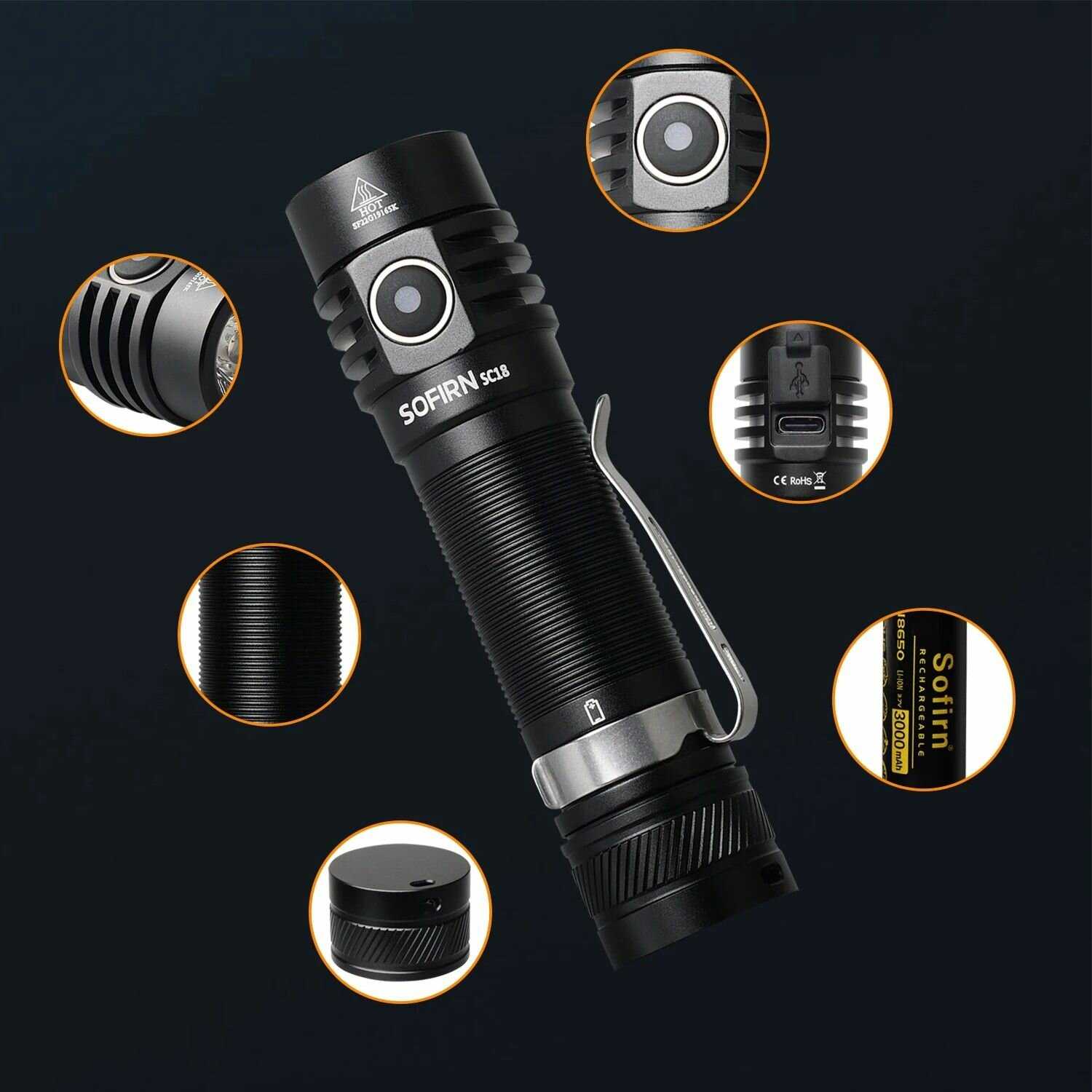 Фонарик Sofirn SC18 1800лм EDC SST40 TIR фотография 6