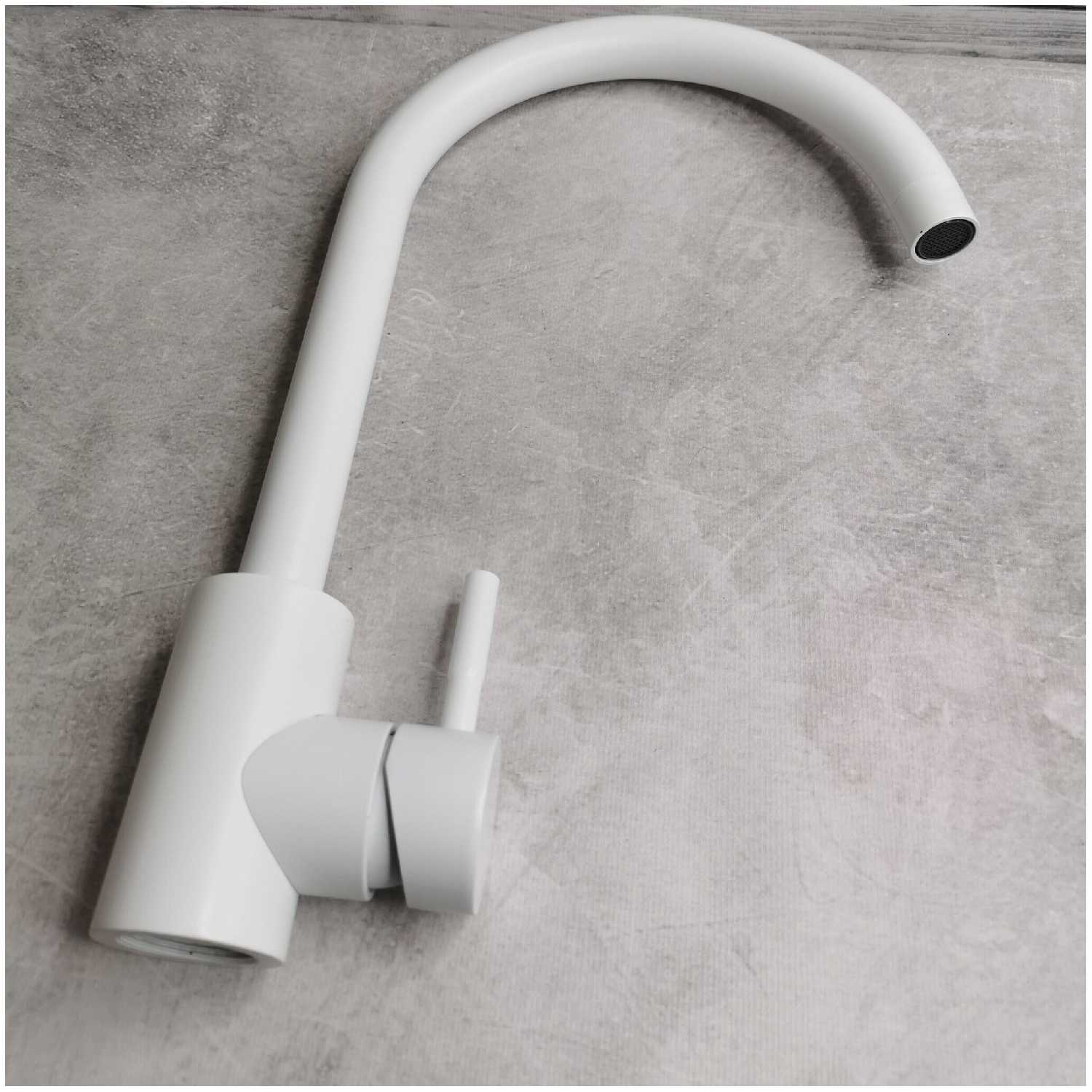 MIXXUS SUS-011White Смеситель для кухни из нерж. стали SUS304 (цвет белый матовый) фотография 1