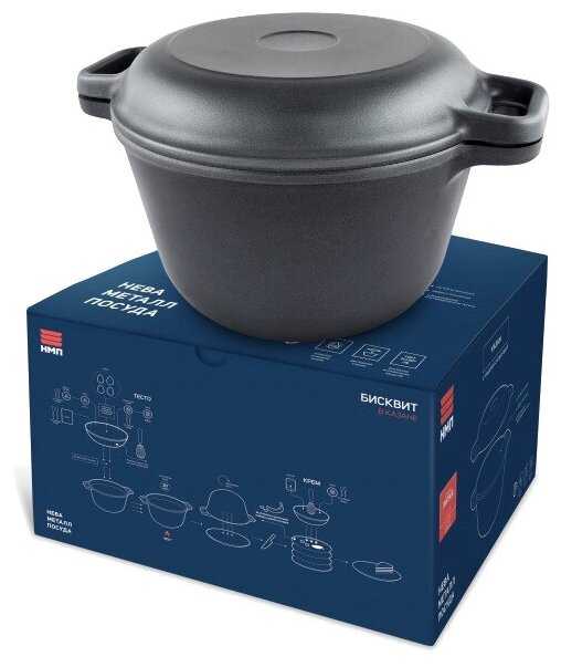 Казан НЕВА МЕТАЛЛ ПОСУДА Литой с крышкой-сковородой фотография 1