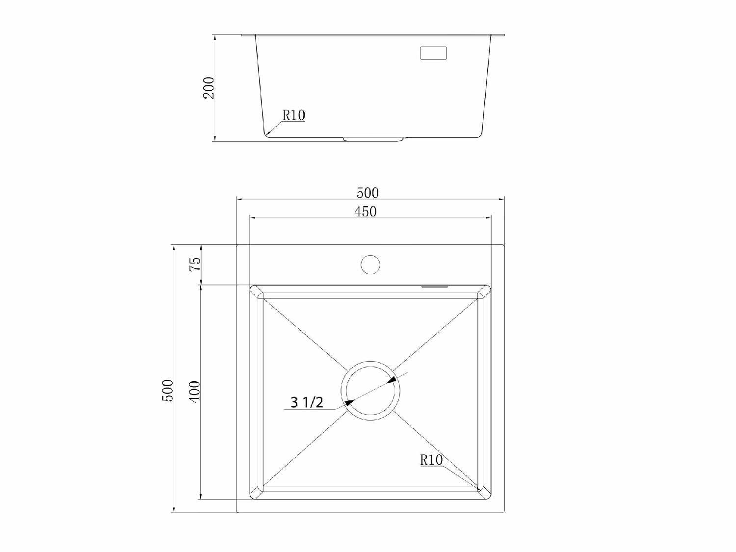Мойка для кухни Ukinox Практика (PRB500.500 -GT10C 0CW) фотография 1