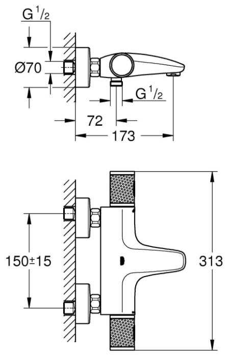 Смеситель для душа Grohe Grohtherm 1000 Performance 34779000, вентильный фотография 1