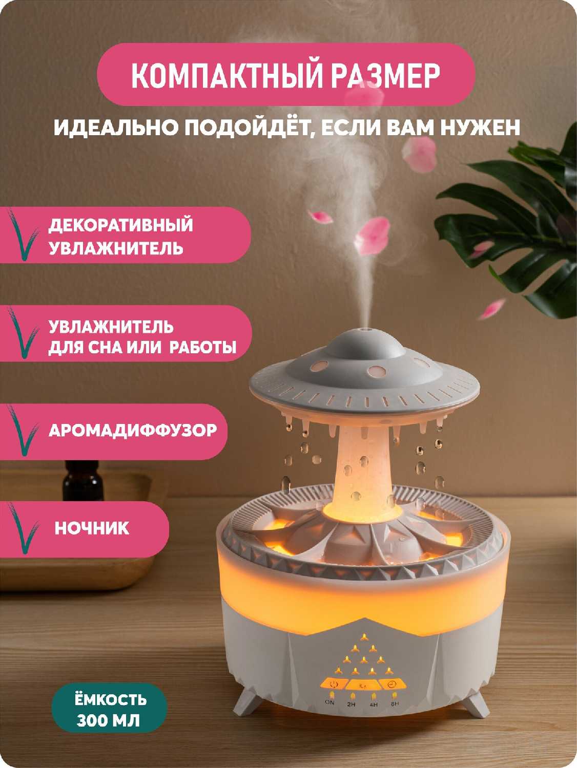 Увлажнитель воздуха Увлажнитель воздуха с подсветкой и эффектом пламени фотография 19