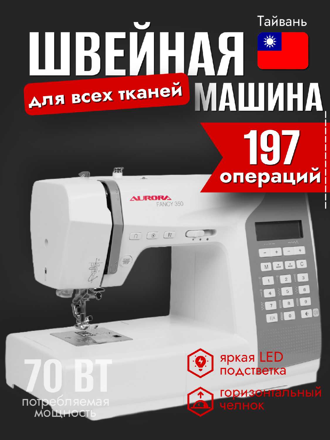 Компьютеризированная швейная машина Aurora fancy 350