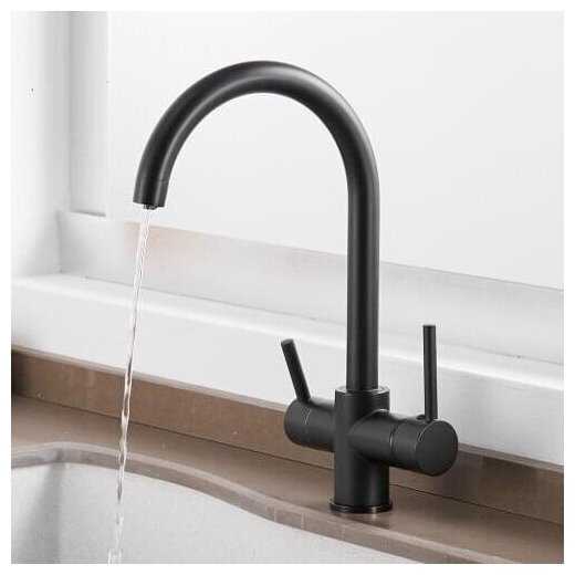 Смеситель для кухни с фильтром чёрный Mixxus Premium MAFIN-021 BLACK Латунь фотография 2