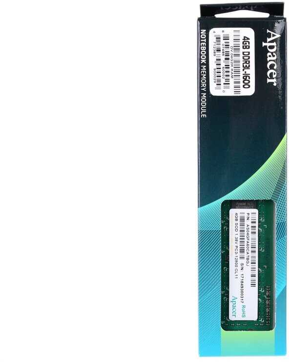Оперативная память Apacer 4 ГБ DDR3L SODIMM CL11 (AS04GFA60CATBGJ) фотография 3
