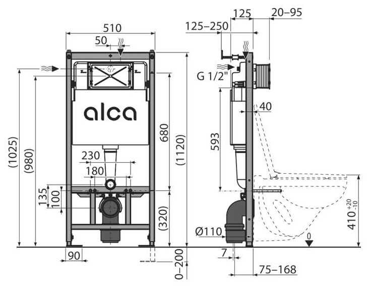 Рамная инсталляция Alcadrain AM101/1120-4:1 RU M570/M571/M578 фотография 18