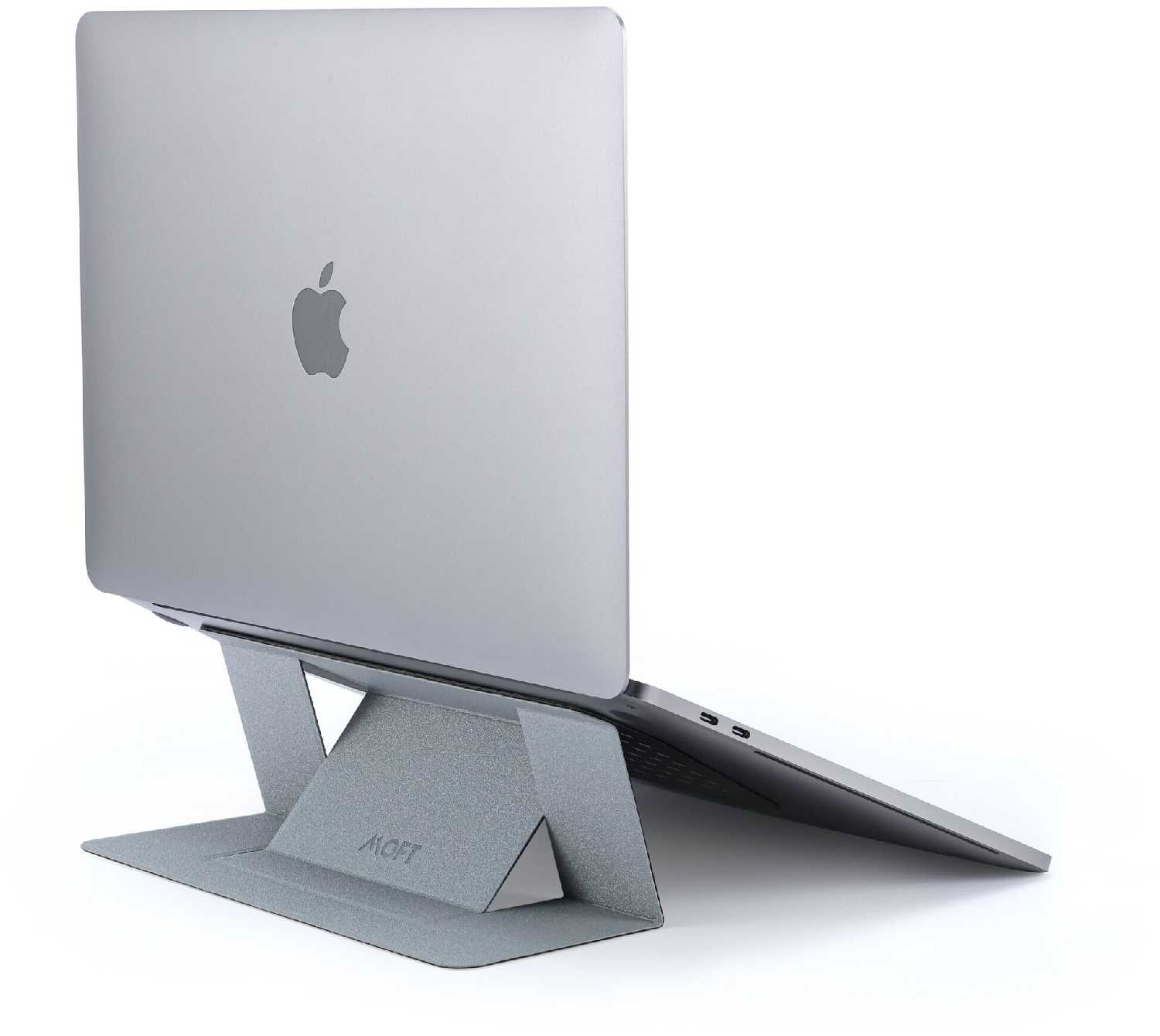 Переносная клейкая подставка для ноутбука Laptop Stand / 2 положения / Многоразовая / Темно-серая фотография 5